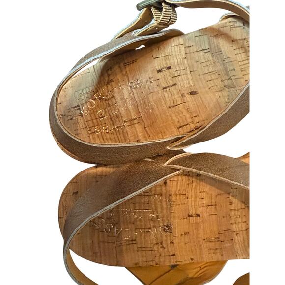 Kork-Ease Myrna 2.0 Wedge Sandals Women 10M Gold Leather Cork Platform Comfort - Picture 8 of 9